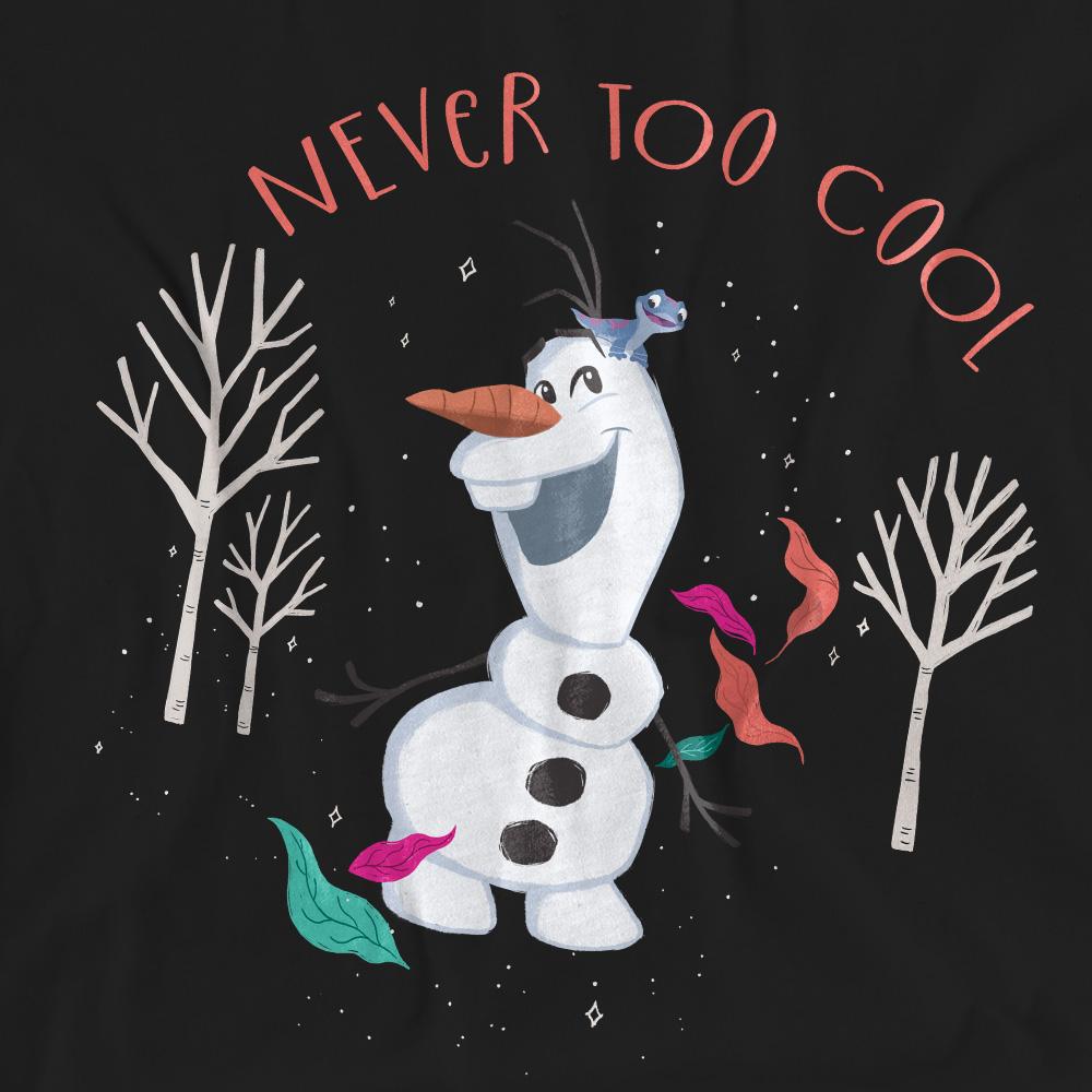 Black - Side - Frozen Unisex Adult Never Too Cool Olaf T-Shirt