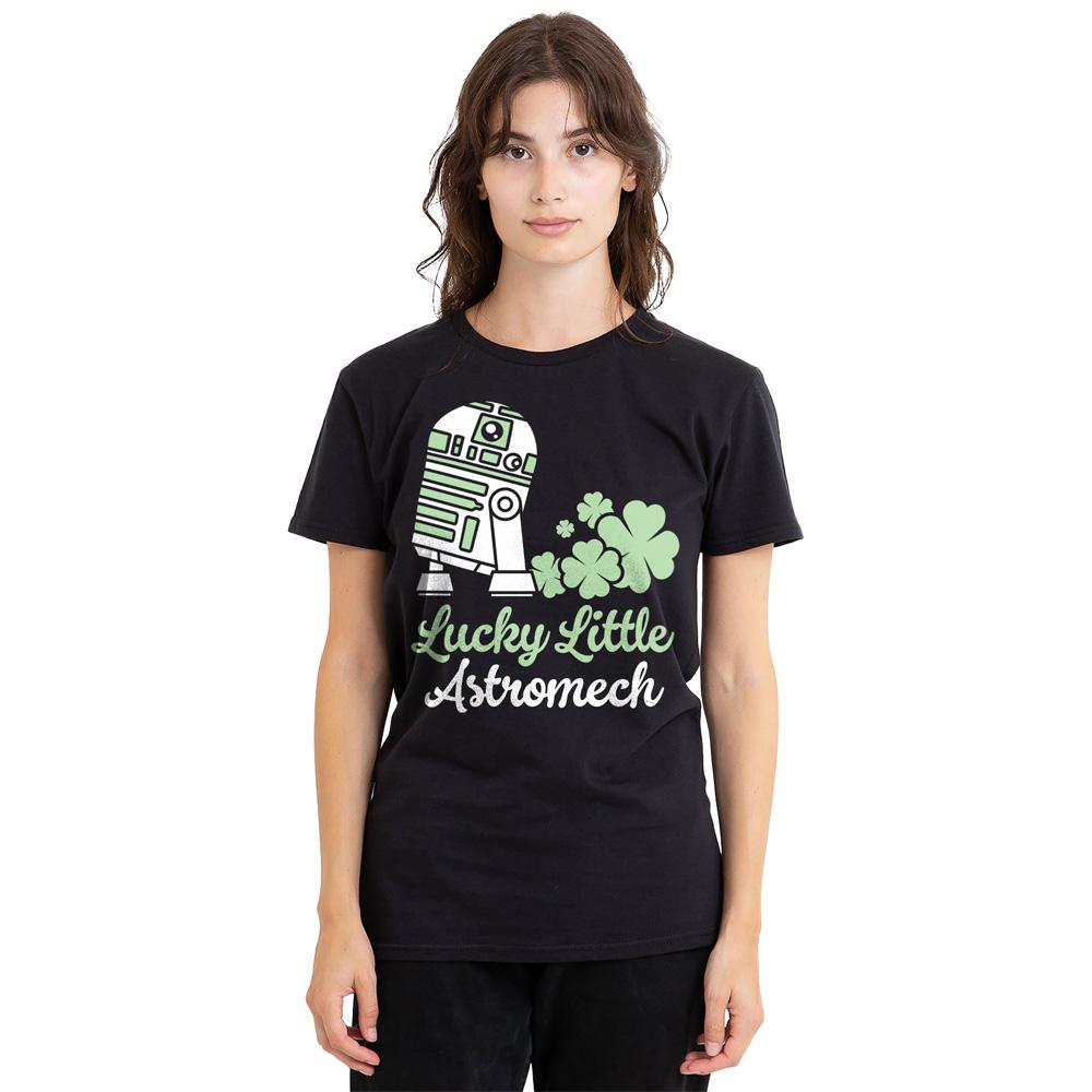 Black - Side - Star Wars Unisex Adult Lucky Astromech St Patricks Day T-Shirt