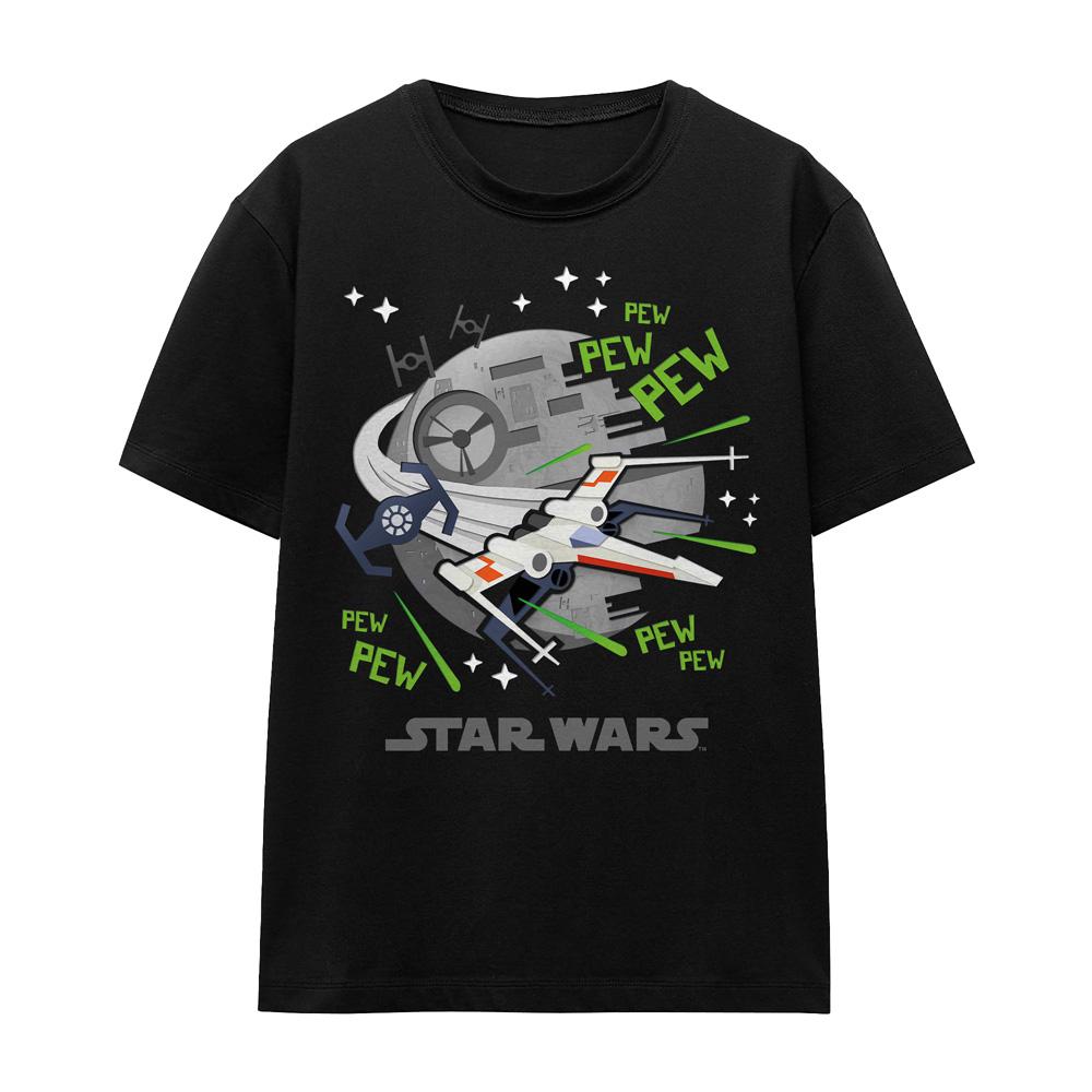 Black - Front - Star Wars Unisex Adult Pew Pew X-Wing T-Shirt
