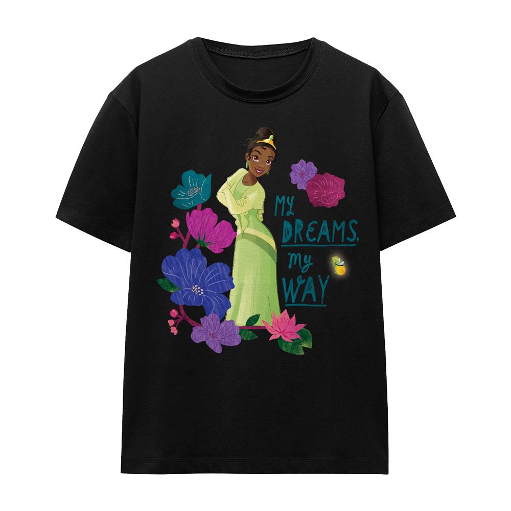 Black - Front - The Princess and the Frog Unisex Adult My Dreams, My Way Tiana T-Shirt