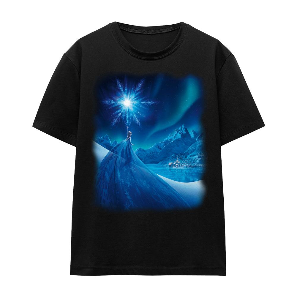 Black - Front - Frozen Unisex Adult Magical Light Elsa T-Shirt