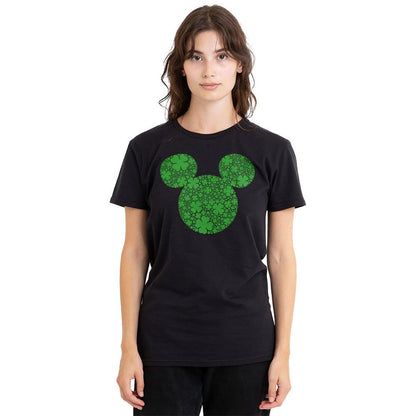 Black - Side - Disney Unisex Adult Shamrock Ears Mickey Mouse St Patricks Day T-Shirt