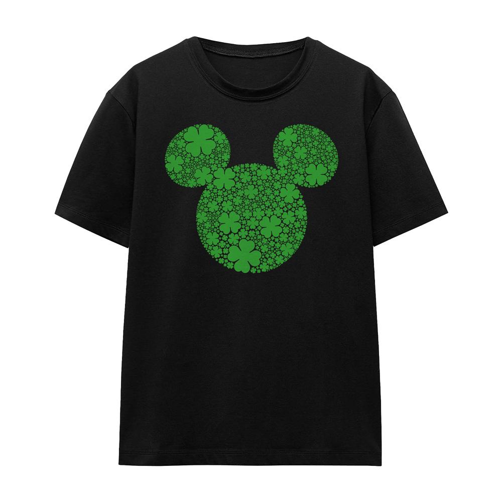 Black - Front - Disney Unisex Adult Shamrock Ears Mickey Mouse St Patricks Day T-Shirt