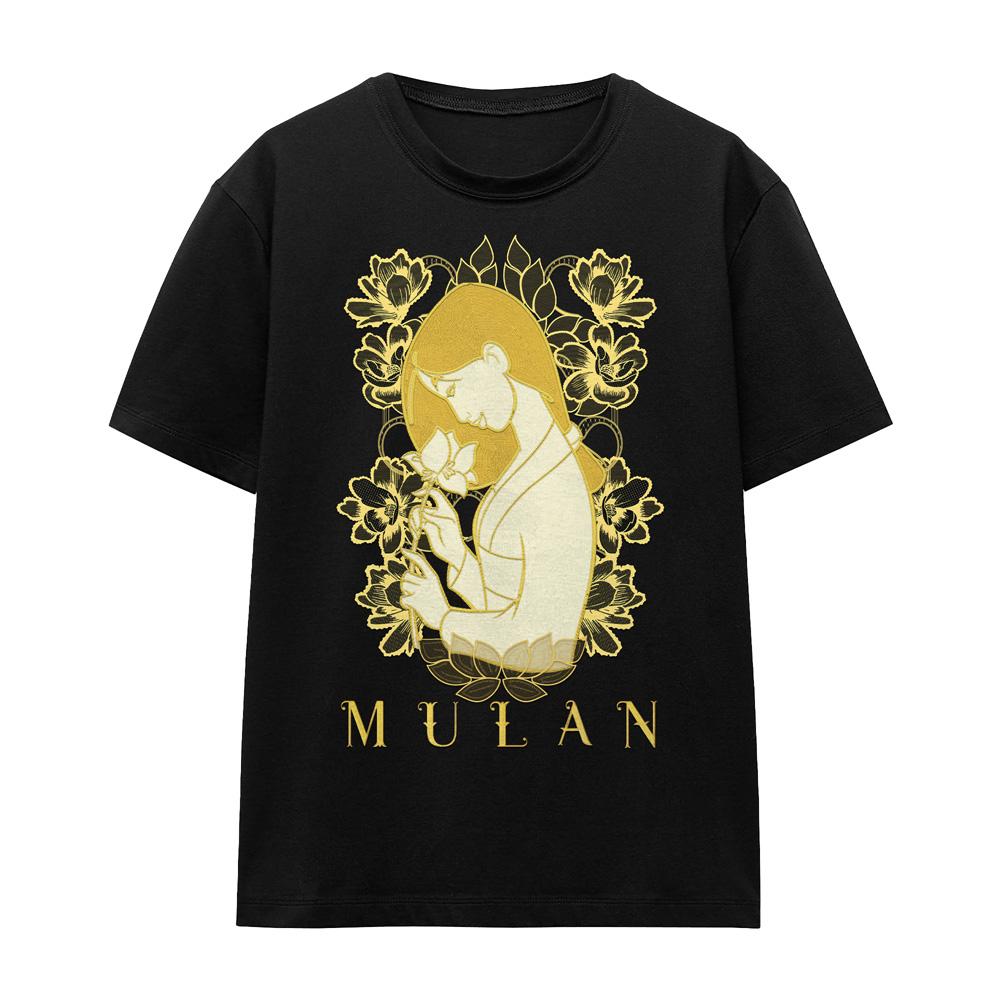 Black - Front - Mulan Unisex Adult Golden Garden T-Shirt