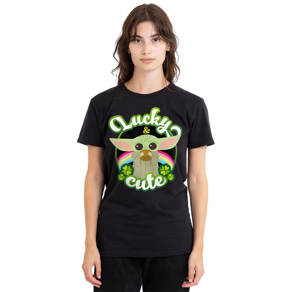 Black - Side - Star Wars Unisex Adult Lucky Cute Grogu St Patricks Day T-Shirt