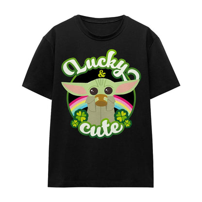 Black - Front - Star Wars Unisex Adult Lucky Cute Grogu St Patricks Day T-Shirt