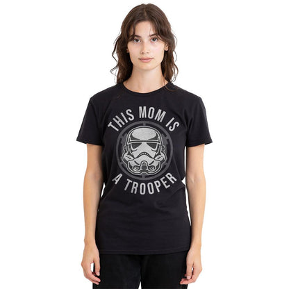 Black - Side - Star Wars Unisex Adult Mom Is A Trooper Mothers Day T-Shirt