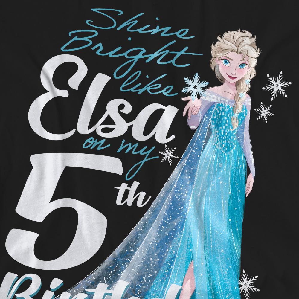 Black - Pack Shot - Frozen Unisex Adult Bright Like Elsa 5th Birthday T-Shirt