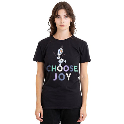 Black - Side - Frozen Unisex Adult Choose Joy Olaf T-Shirt