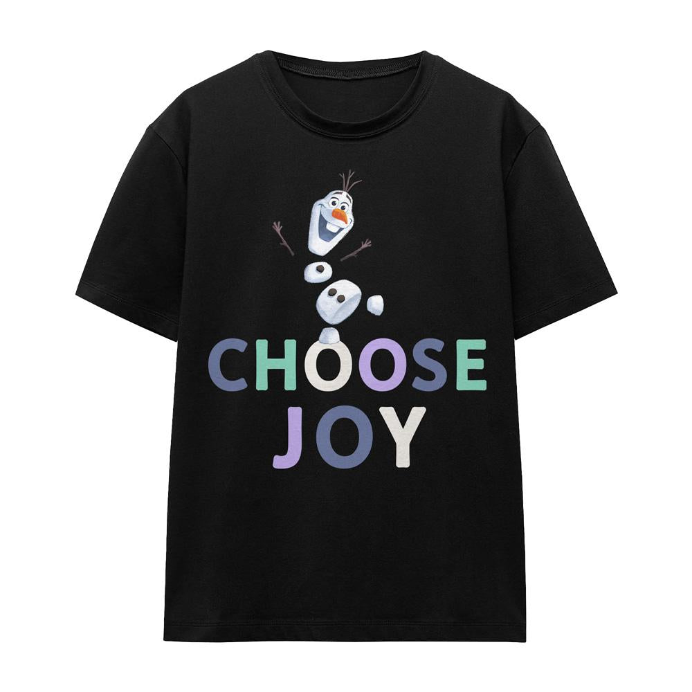 Black - Front - Frozen Unisex Adult Choose Joy Olaf T-Shirt