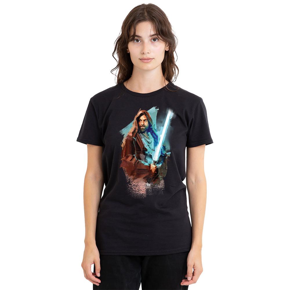 Black - Side - Star Wars Unisex Adult Obi Wan Kenobi Painted T-Shirt