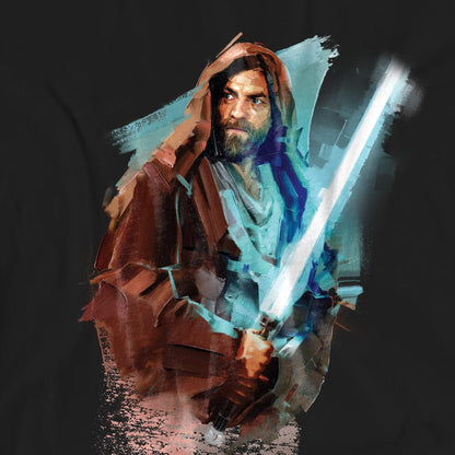 Black - Pack Shot - Star Wars Unisex Adult Obi Wan Kenobi Painted T-Shirt