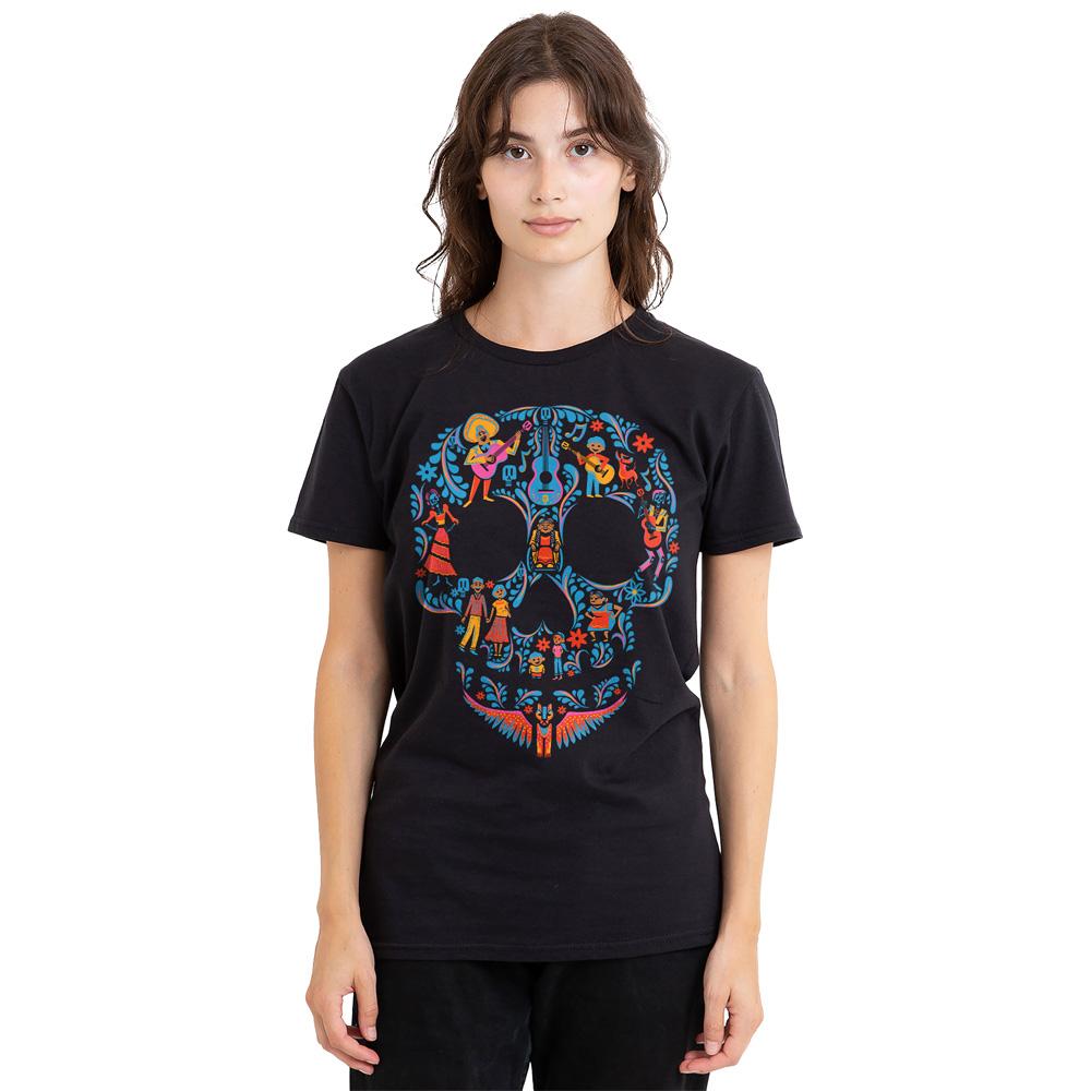 Black - Side - Coco Unisex Adult Day Of The Dead Rivera Family Skull T-Shirt