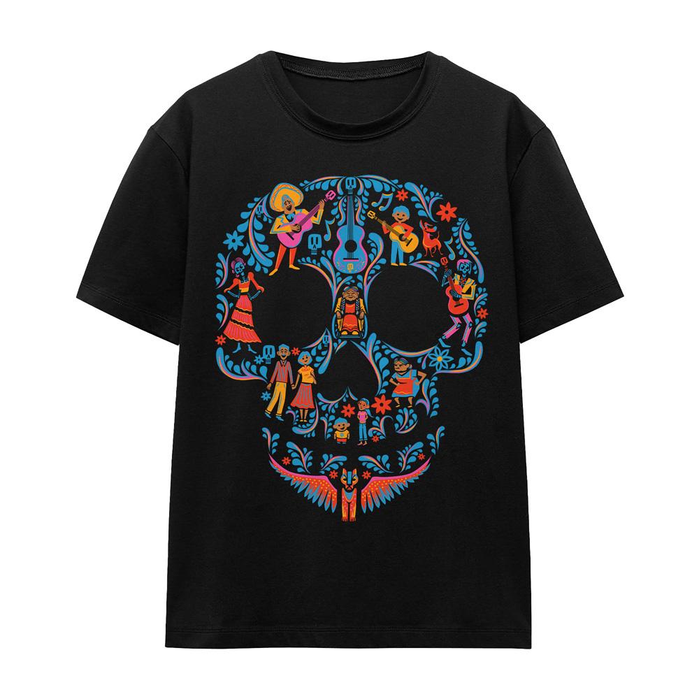 Black - Front - Coco Unisex Adult Day Of The Dead Rivera Family Skull T-Shirt