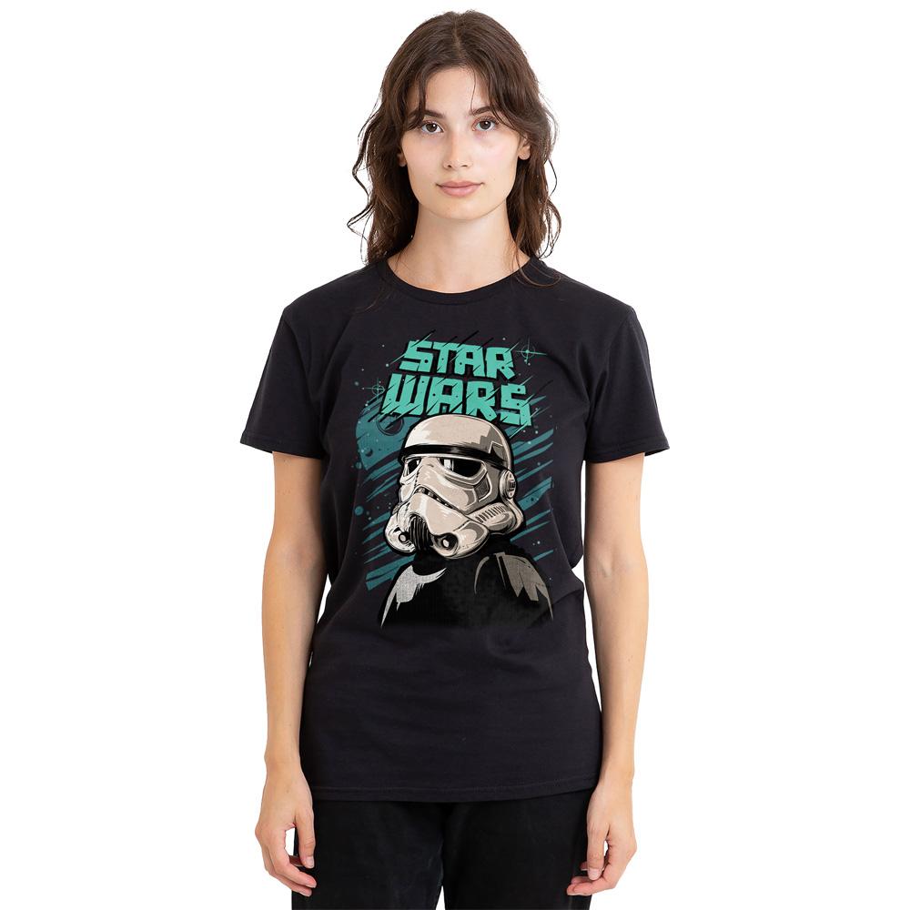Black - Side - Star Wars Unisex Adult Street Glare Stormtrooper T-Shirt