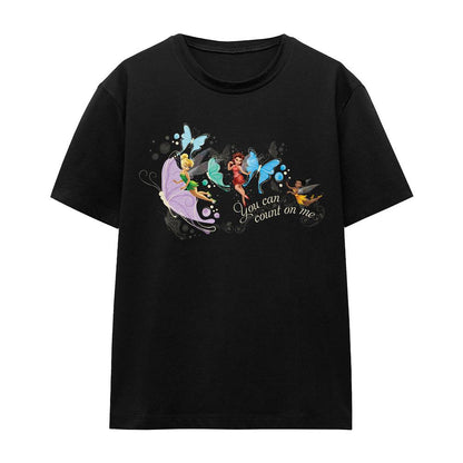 Black - Front - Disney Fairies Unisex Adult You Can Count On Me Tinker Bell & Rosetta T-Shirt