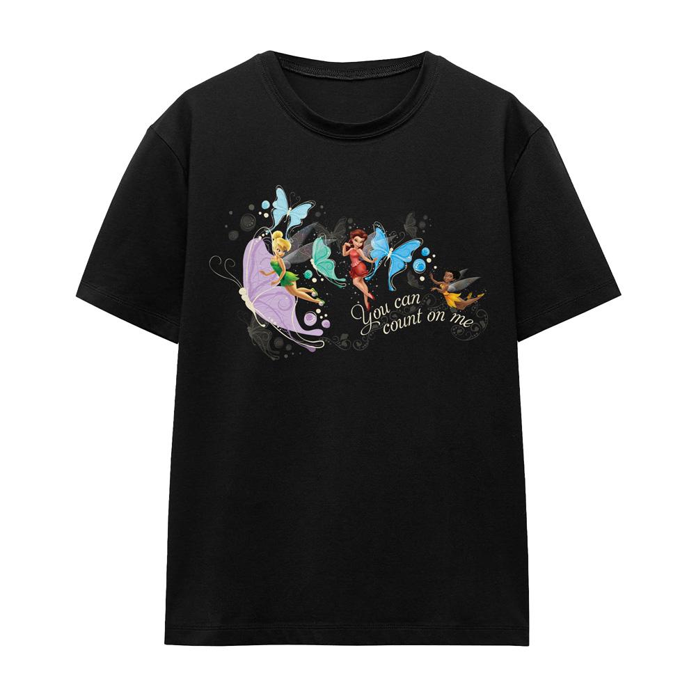 Black - Front - Disney Fairies Unisex Adult You Can Count On Me Tinker Bell & Rosetta T-Shirt