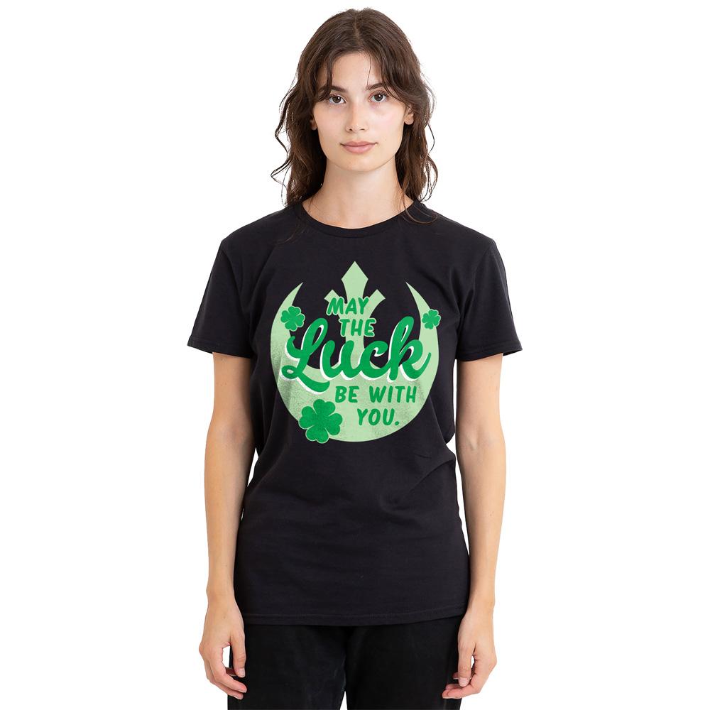 Black - Side - Star Wars Unisex Adult Luck Rebel Sign St Patricks Day T-Shirt