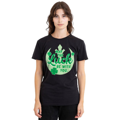 Black - Side - Star Wars Unisex Adult Luck Rebel Sign St Patricks Day T-Shirt