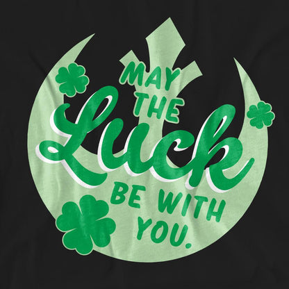 Black - Pack Shot - Star Wars Unisex Adult Luck Rebel Sign St Patricks Day T-Shirt