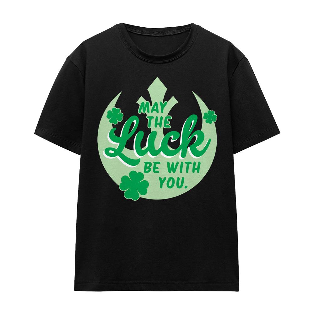 Black - Front - Star Wars Unisex Adult Luck Rebel Sign St Patricks Day T-Shirt