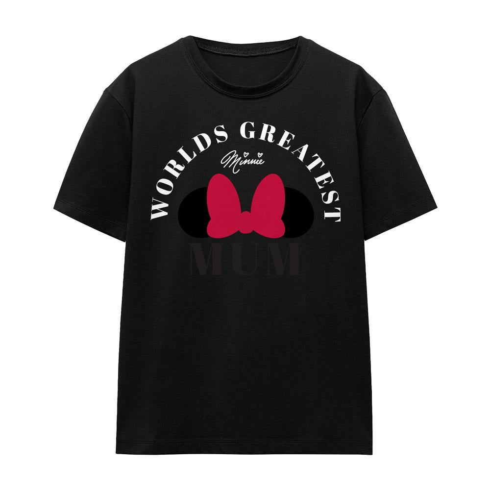 Black - Front - Minnie Mouse Unisex Adult World´s Greatest Mum Mothers Day T-Shirt