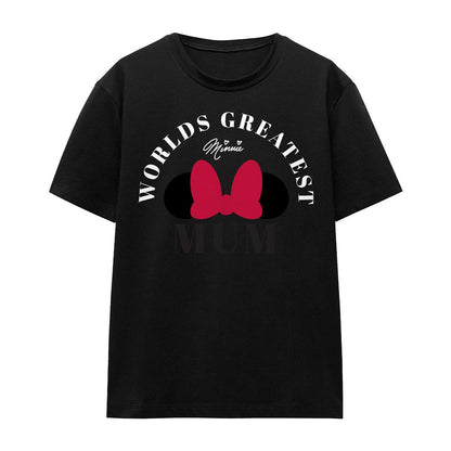 Black - Front - Minnie Mouse Unisex Adult World´s Greatest Mum Mothers Day T-Shirt