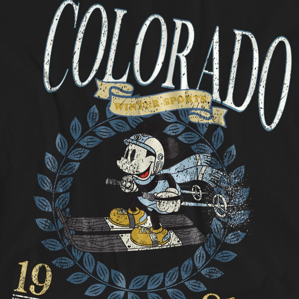Black - Pack Shot - Disney Unisex Adult Colorado Ski Mickey Mouse T-Shirt
