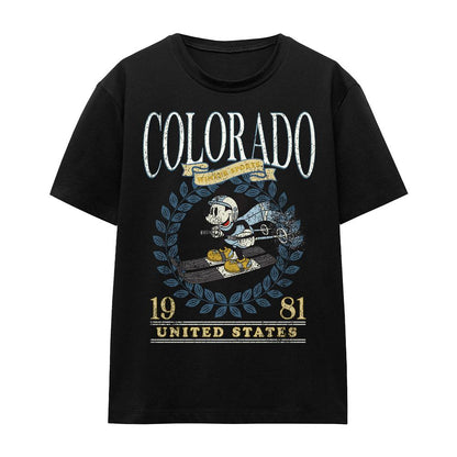 Black - Front - Disney Unisex Adult Colorado Ski Mickey Mouse T-Shirt