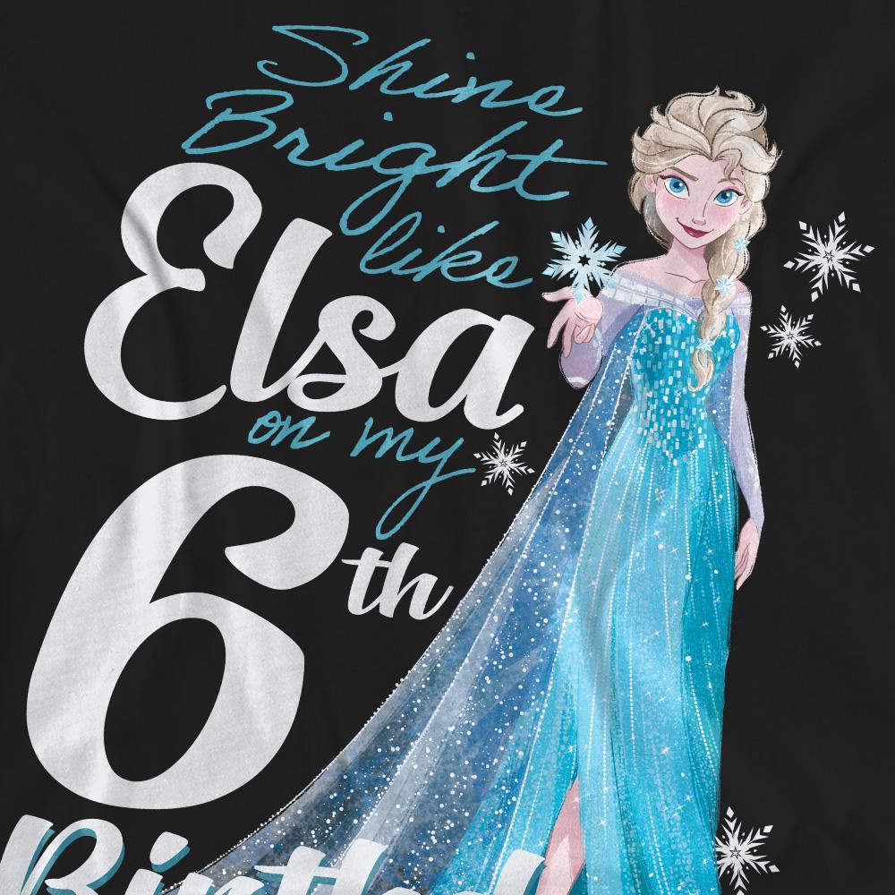 Black - Pack Shot - Frozen Unisex Adult Bright Like Elsa 6th Birthday T-Shirt
