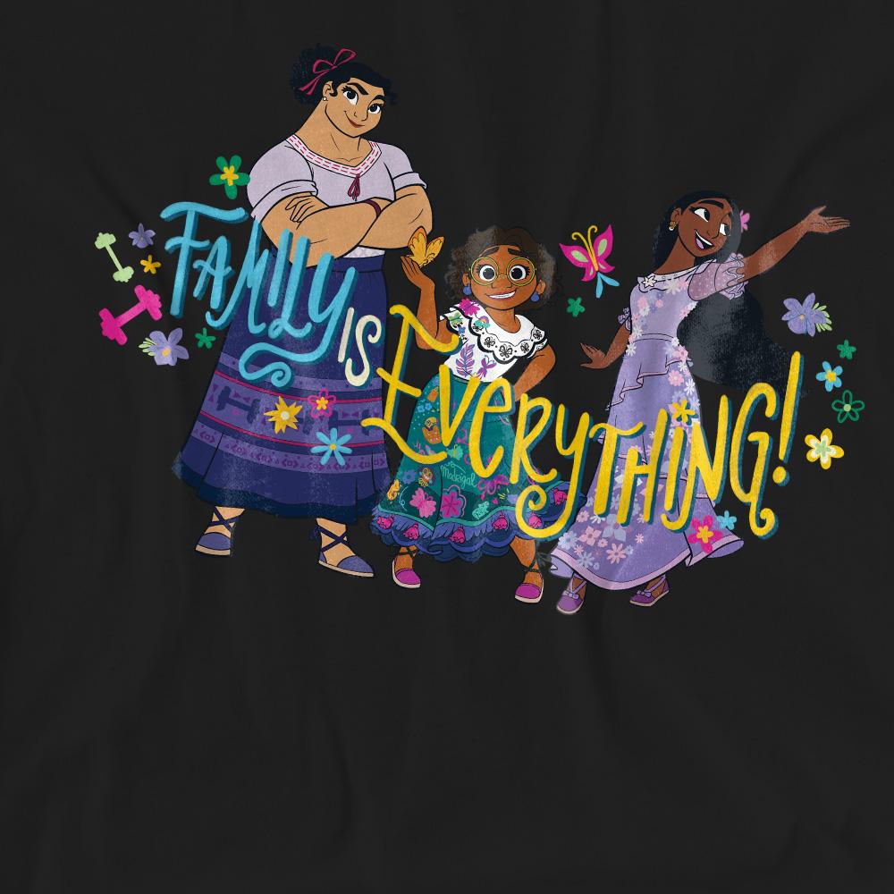 Black - Pack Shot - Encanto Unisex Adult Family Is Everything Mirabel Isabela Luisa T-Shirt