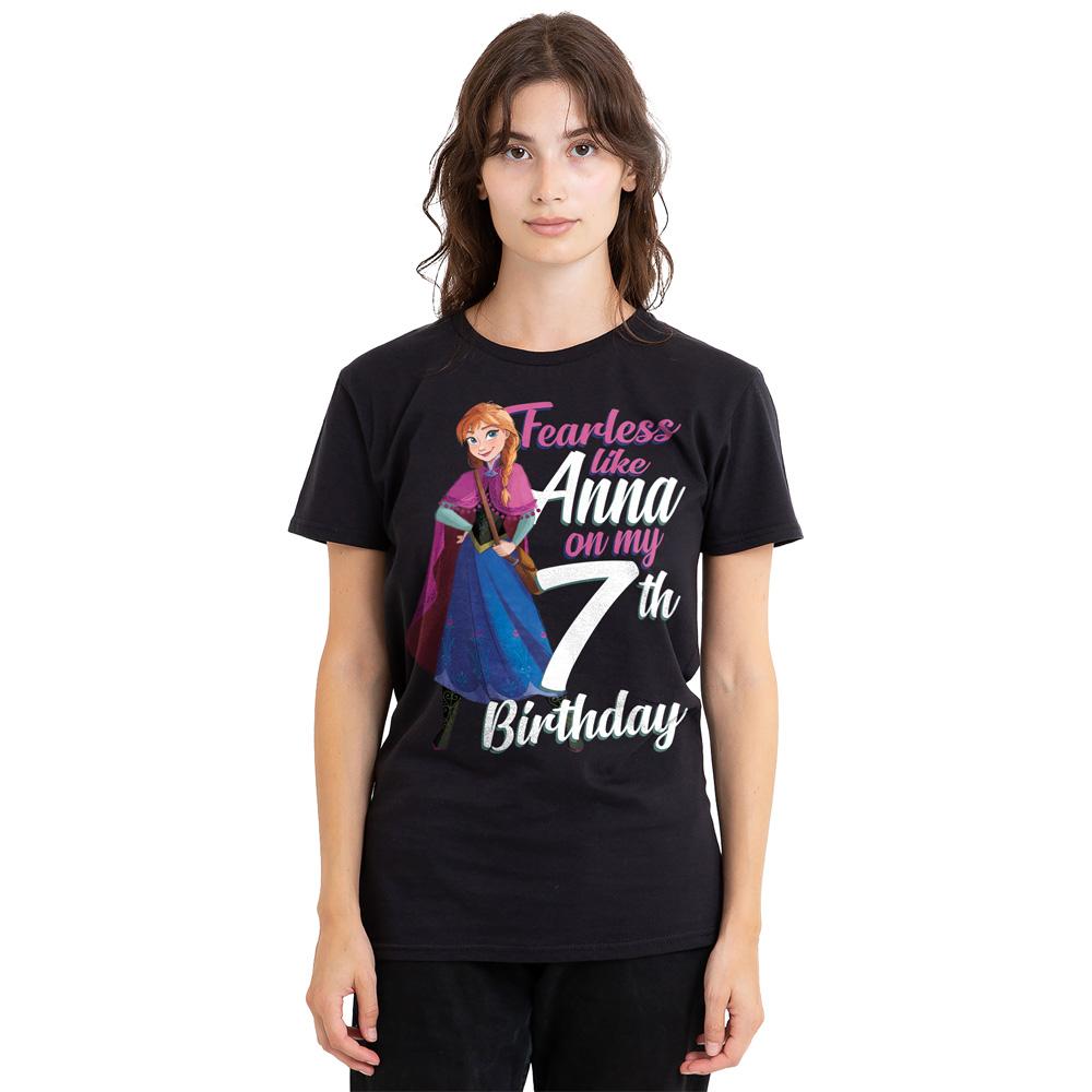 Black - Side - Frozen Unisex Adult Fearless Like Anna 7th Birthday T-Shirt