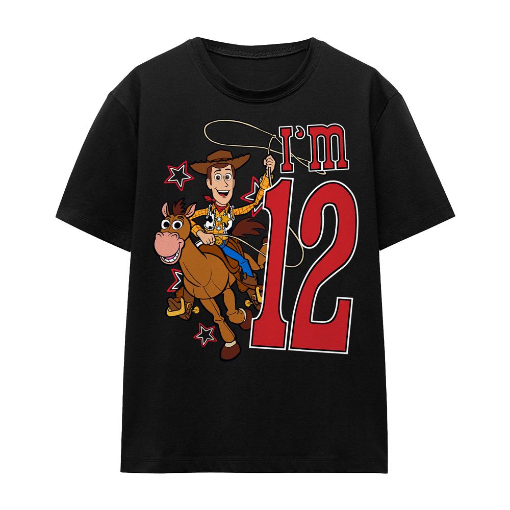 Black - Front - Toy Story Unisex Adult I´m 12 Woody Birthday T-Shirt