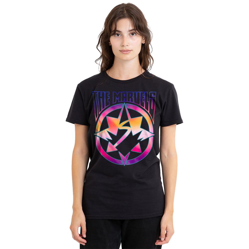 Black - Side - The Marvels Unisex Adult Gradient Logo T-Shirt