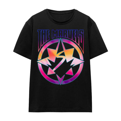Black - Front - The Marvels Unisex Adult Gradient Logo T-Shirt