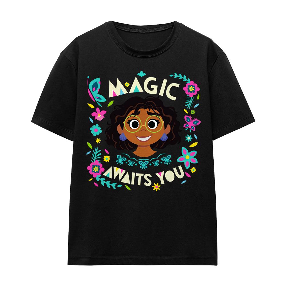 Black - Front - Encanto Unisex Adult Magic Awaits You Mirabel T-Shirt
