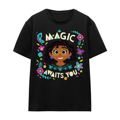 Black - Front - Encanto Unisex Adult Magic Awaits You Mirabel T-Shirt