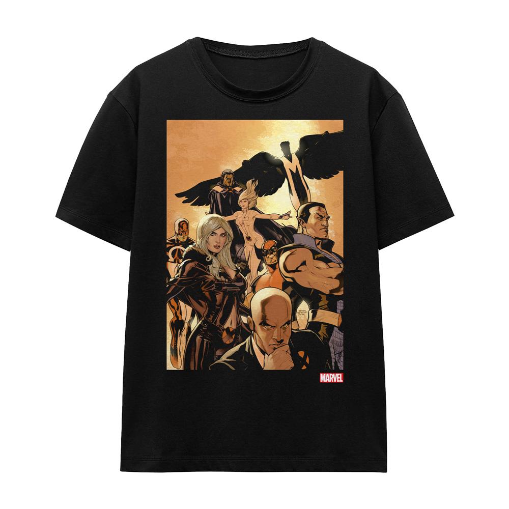 Black - Front - Marvel Unisex Adult X-Men Comic Cover Team T-Shirt