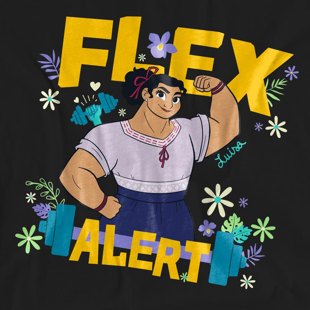 Black - Pack Shot - Encanto Unisex Adult Flex Alert Luisa T-Shirt