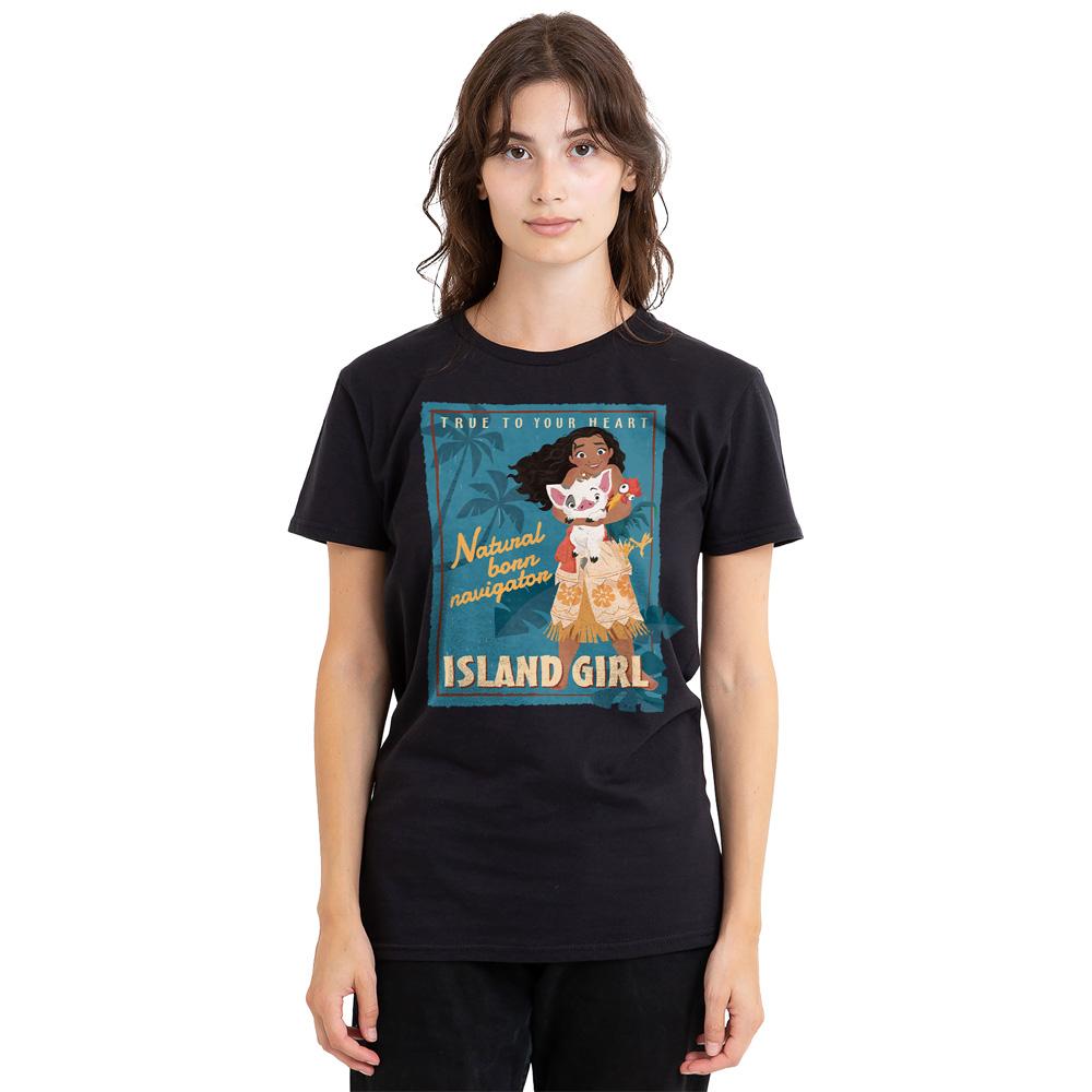 Black - Side - Moana Unisex Adult Island Girl T-Shirt