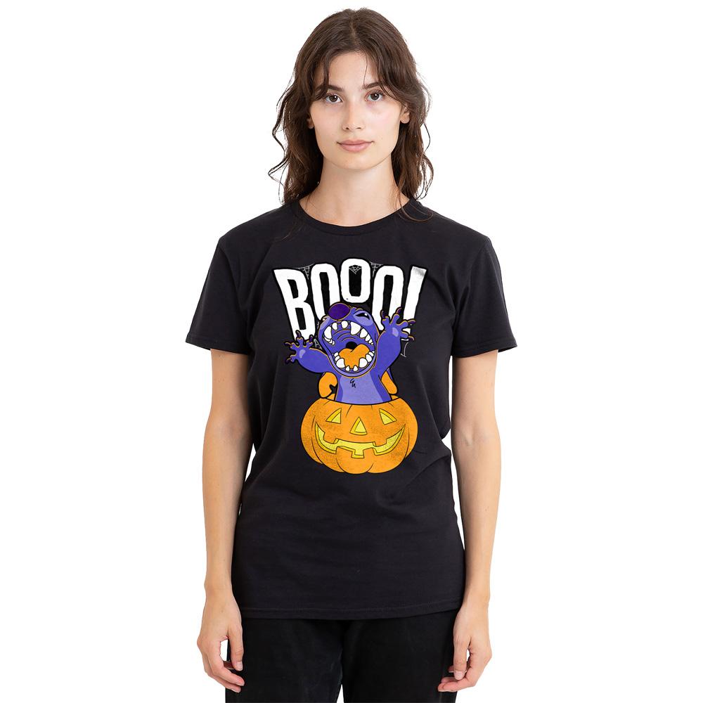 Black - Side - Lilo & Stitch Unisex Adult Laughing Pumpkin T-Shirt