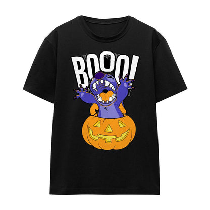 Black - Front - Lilo & Stitch Unisex Adult Laughing Pumpkin T-Shirt