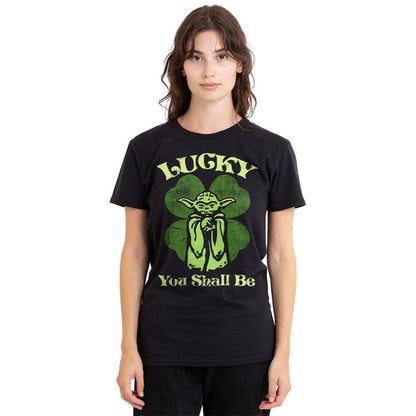 Black - Side - Star Wars Unisex Adult Lucky Yoda St Patricks Day T-Shirt