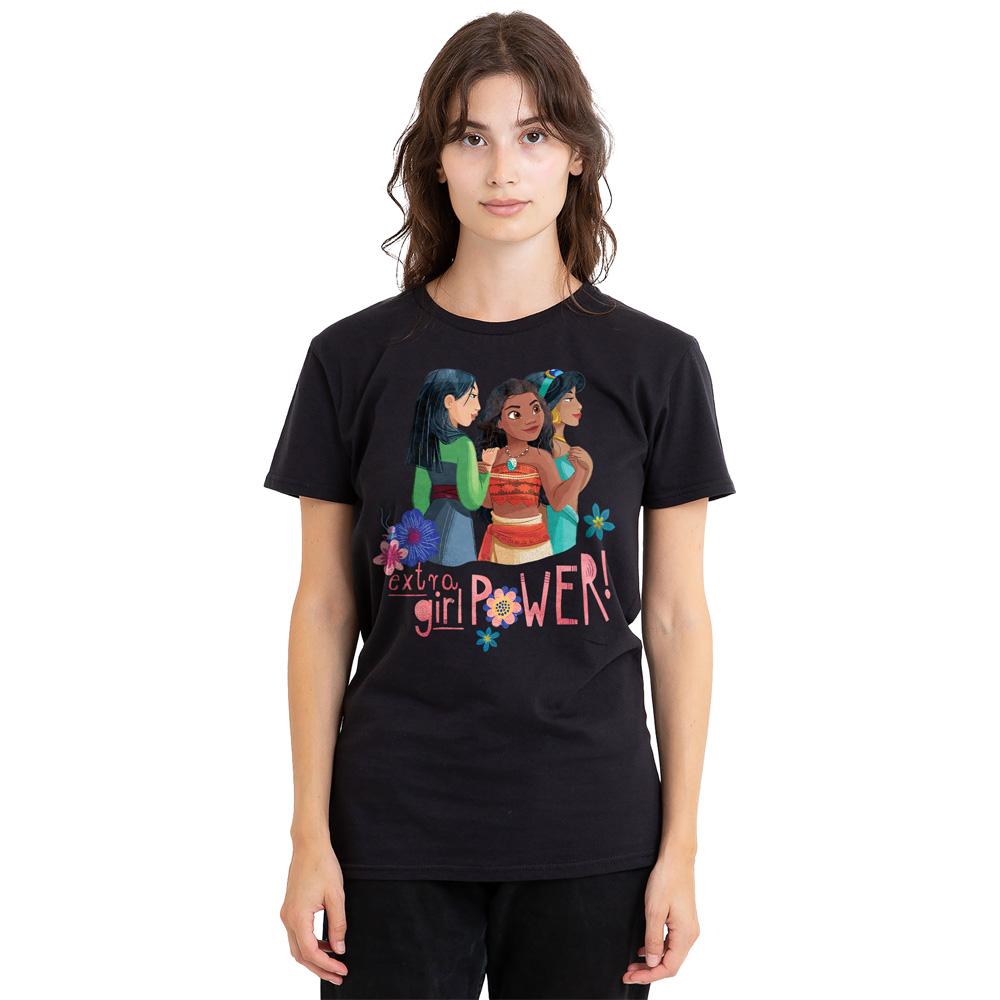 Black - Side - Disney Princess Unisex Adult Extra Girl Power! Mulan Moana Jasmine T-Shirt