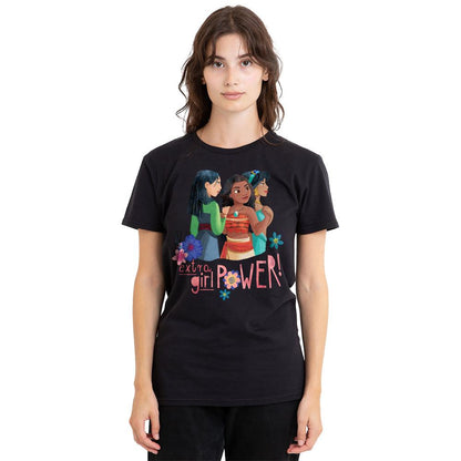 Black - Side - Disney Princess Unisex Adult Extra Girl Power! Mulan Moana Jasmine T-Shirt