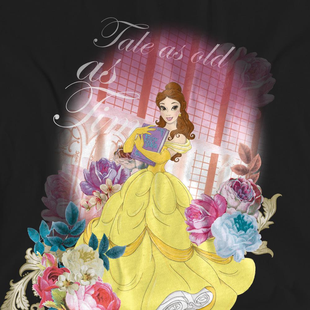 Black - Pack Shot - Beauty And The Beast Unisex Adult Belle Flowers T-Shirt