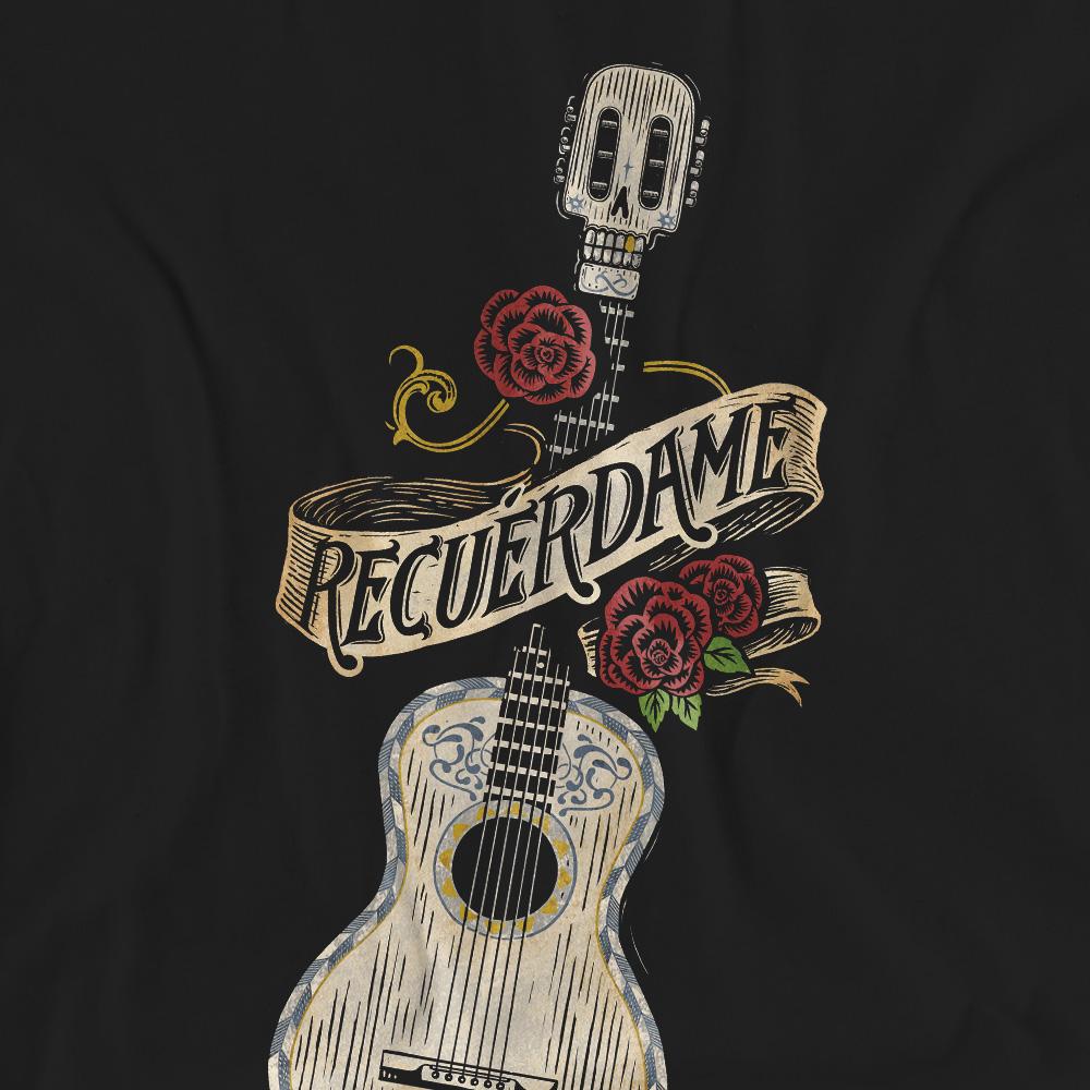 Black - Pack Shot - Coco Unisex Adult Recuerdame Famous Guitar Ernesto T-Shirt