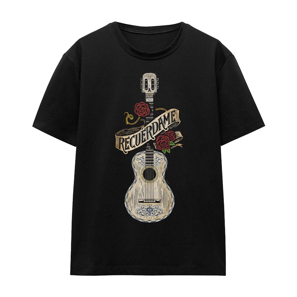 Black - Front - Coco Unisex Adult Recuerdame Famous Guitar Ernesto T-Shirt