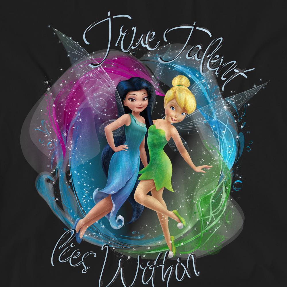 Black - Pack Shot - Disney Fairies Unisex Adult True Talent Within Tinker Bell & Silvermist T-Shirt