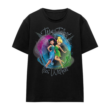 Black - Front - Disney Fairies Unisex Adult True Talent Within Tinker Bell & Silvermist T-Shirt